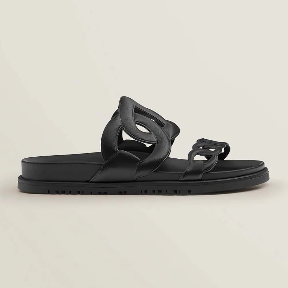 Hermes Extra Sandal in Nappa Leather for Women in Black