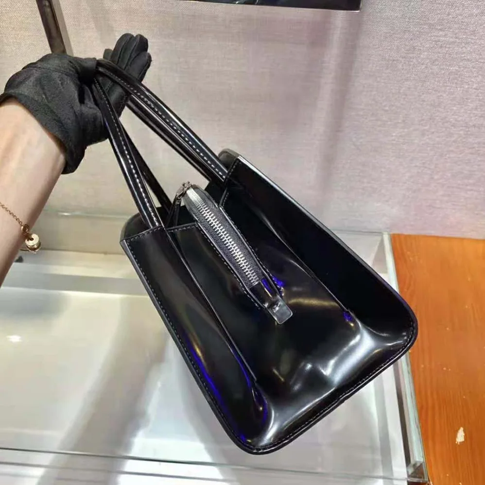 Prada Brushed Leather Handbag for Women in Black