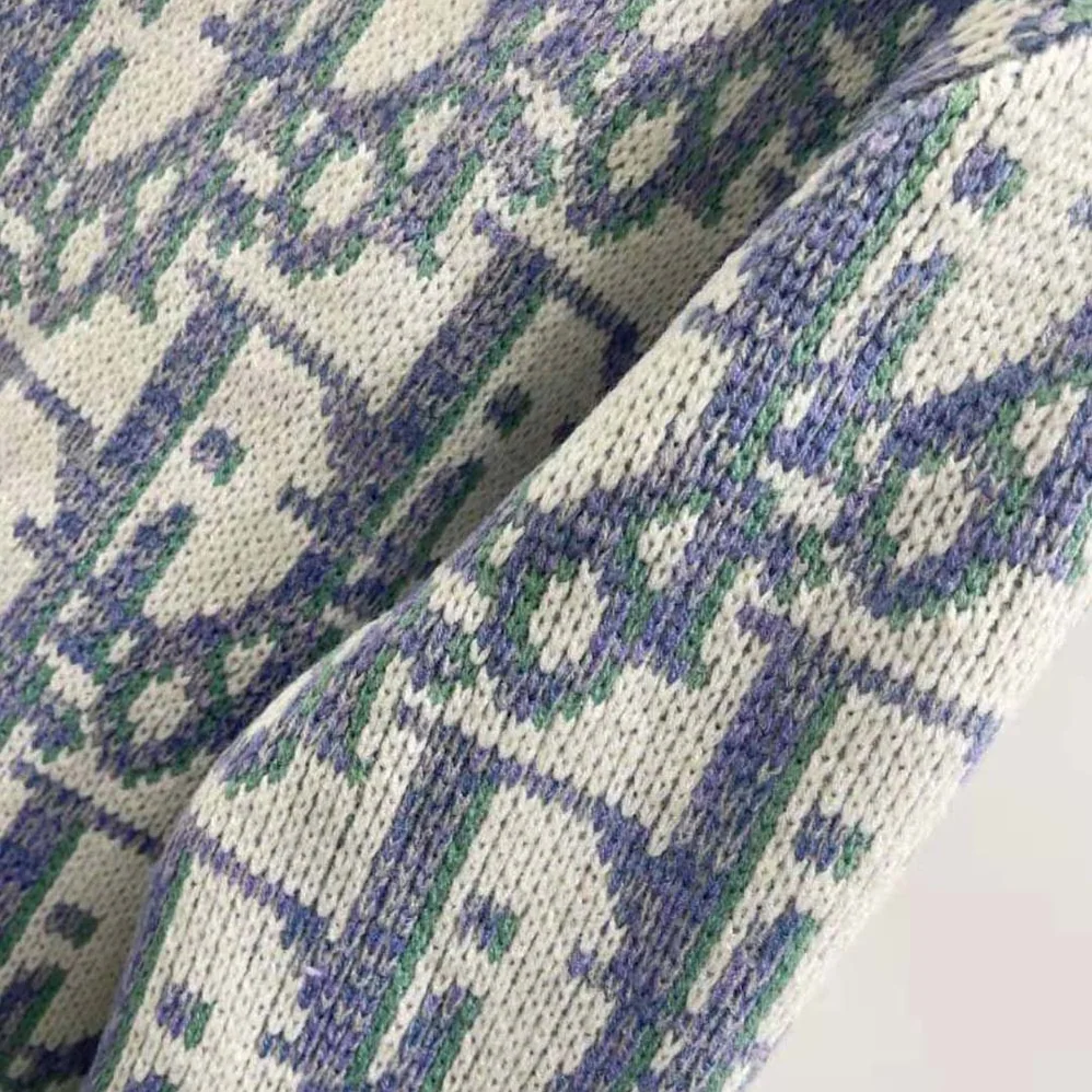 Dior Oblique Sweater White Mauve and Sea Green Wool Jacquard for Men