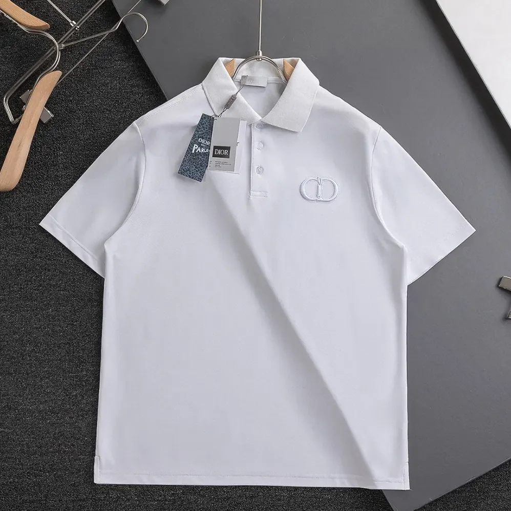 Dior CD Icon Polo Shirt White Cotton Piqué for Men