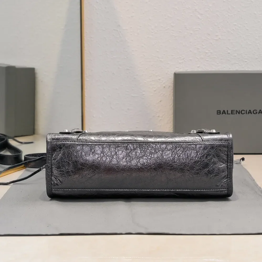 Balenciaga Le City Medium Bag in Black Arena Lambskin for Women Balenciaga Le City Medium Bag in Black Arena Lambskin for Women