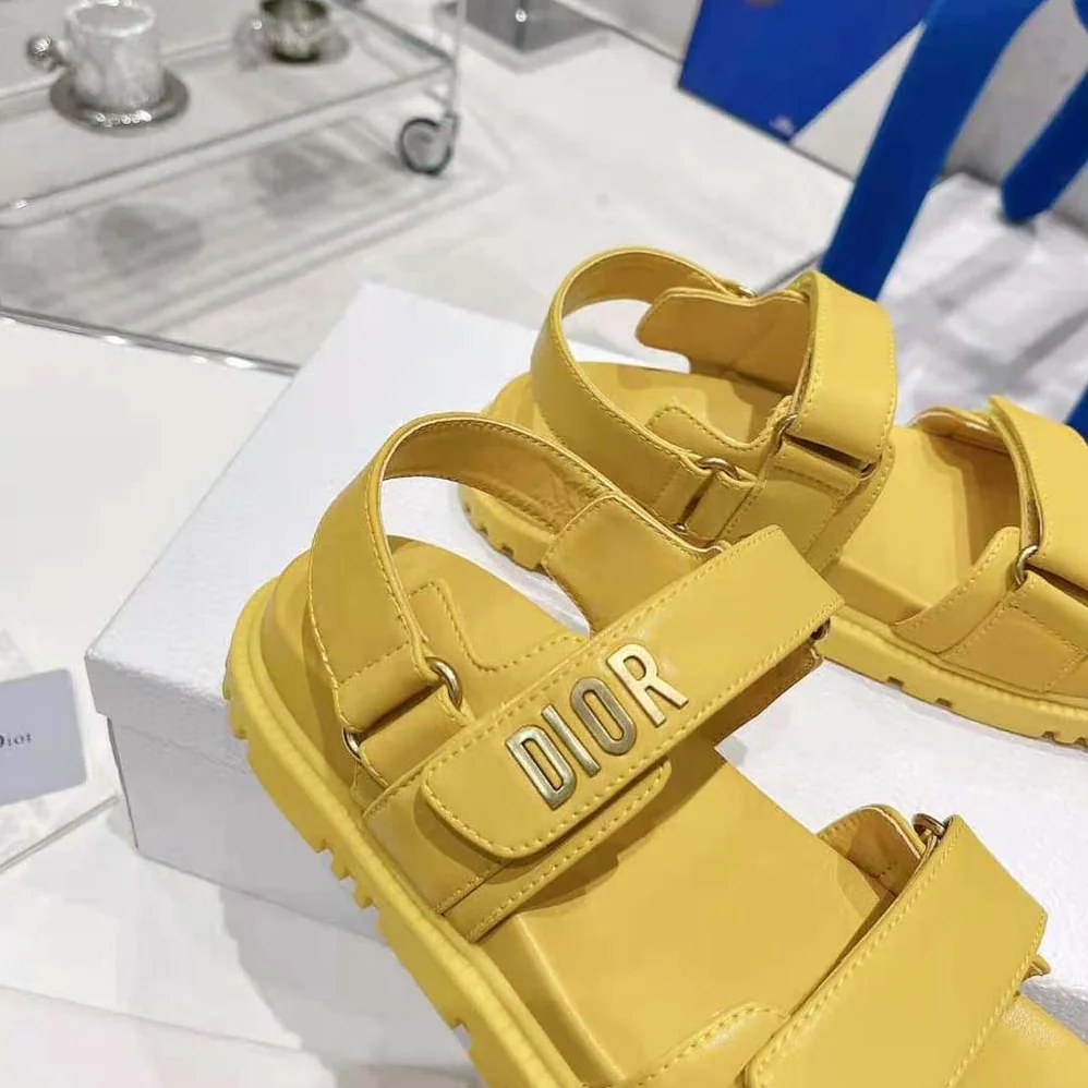 Dior Dioract Sandal Mustard Yellow Lambskin for Women Dior Dioract Sandal Mustard Yellow Lambskin for Women