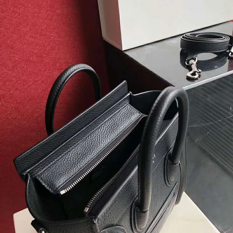 Celine Nano Luggage Bag in Drummed Calfskin for Women in Black