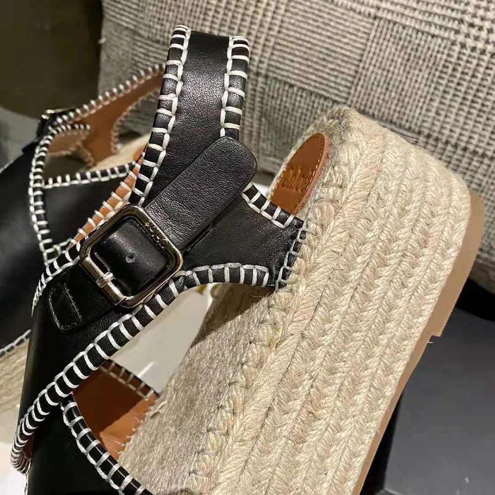Chloe Lucinda Platform Espadrille in 6cm Heel Height for Women in Black Chloe Lucinda Platform Espadrille in 6cm Heel Height for Women in Black