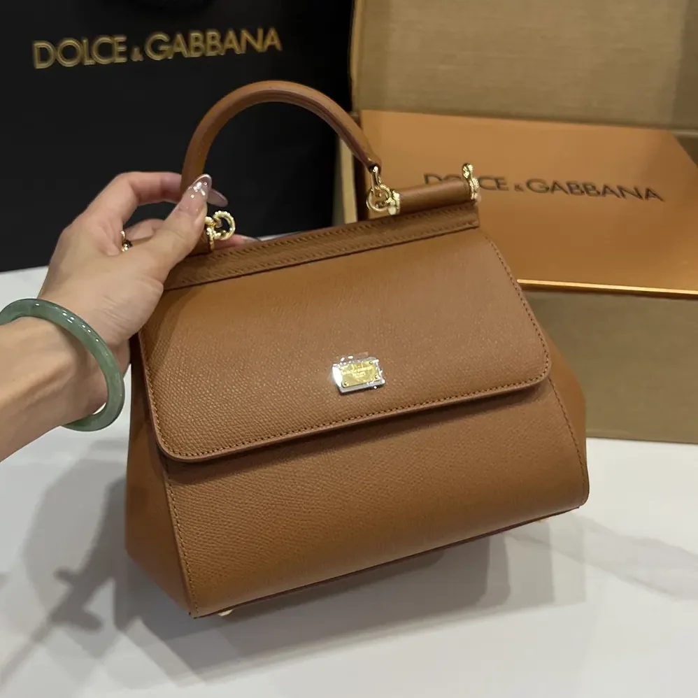 Dolce Gabbana D&G Small Sicily Handbag in Dauphine Calfskin for Women in Brown Dolce Gabbana D&G Small Sicily Handbag in Dauphine Calfskin for Women in Brown
