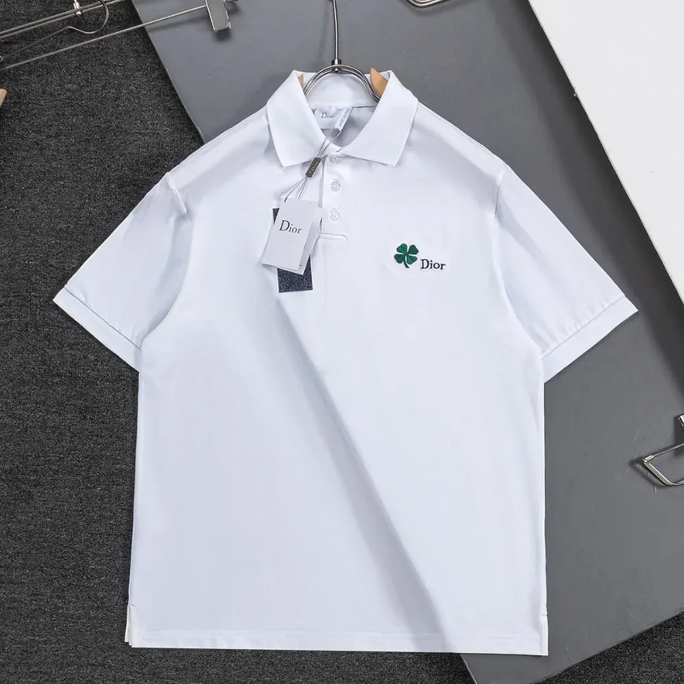 Dior Polo Shirt with Dior Clover Embroidery White Cotton Piqué for Women Dior Polo Shirt with Dior Clover Embroidery White Cotton Piqué for Women