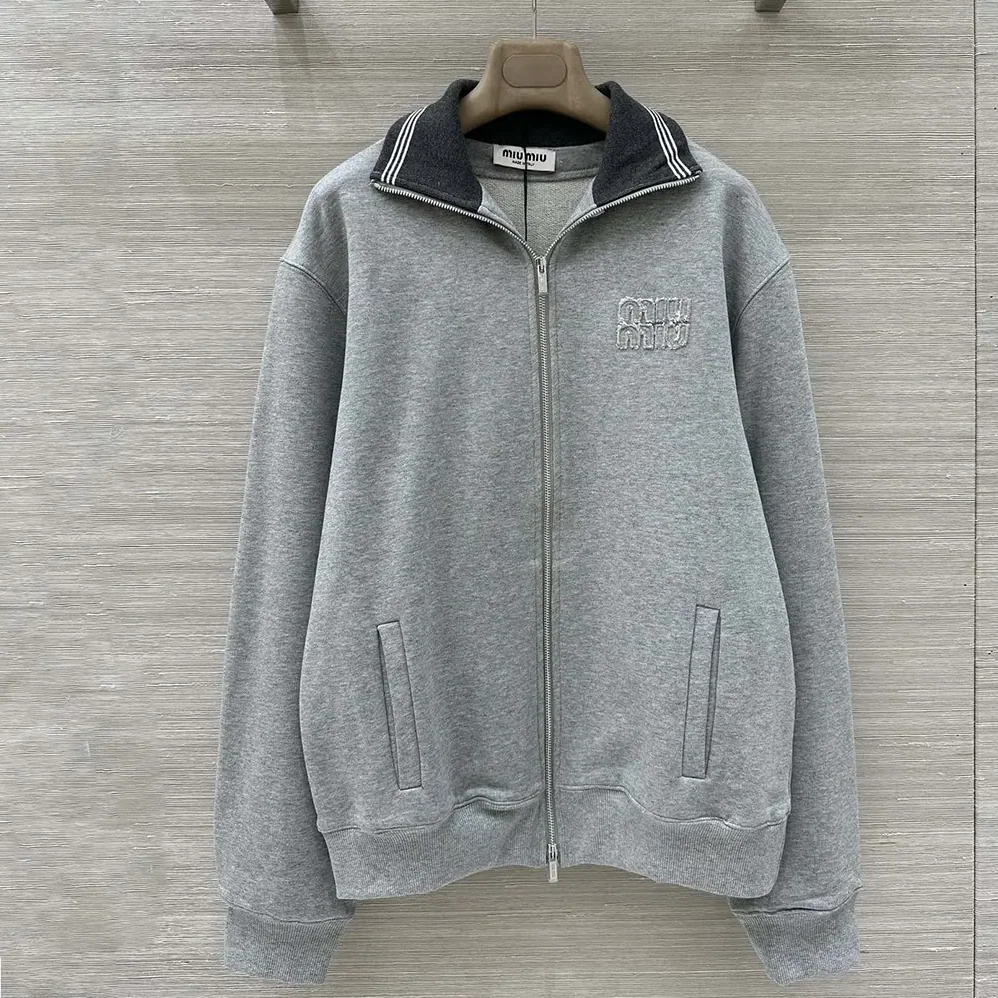 Miu Miu Zippered Cotton Fleece Jacket for Women