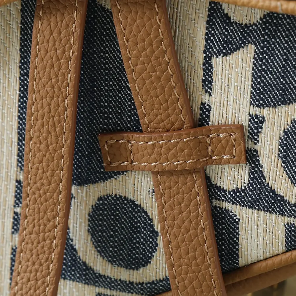 Dior Saddle Bag Blue and Beige Raffia for Men in Effect Dior Oblique Denim