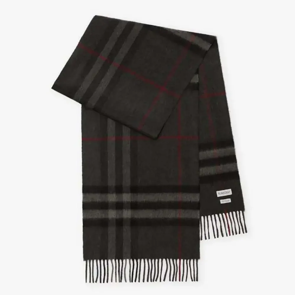 Burberry Check Cashmere Scarf for Unisex in Black Burberry Check Cashmere Scarf for Unisex in Black