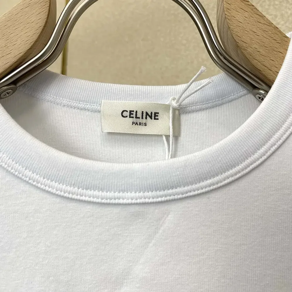 Celine T-Shirt in Ribbed Cotton Jersey for Women