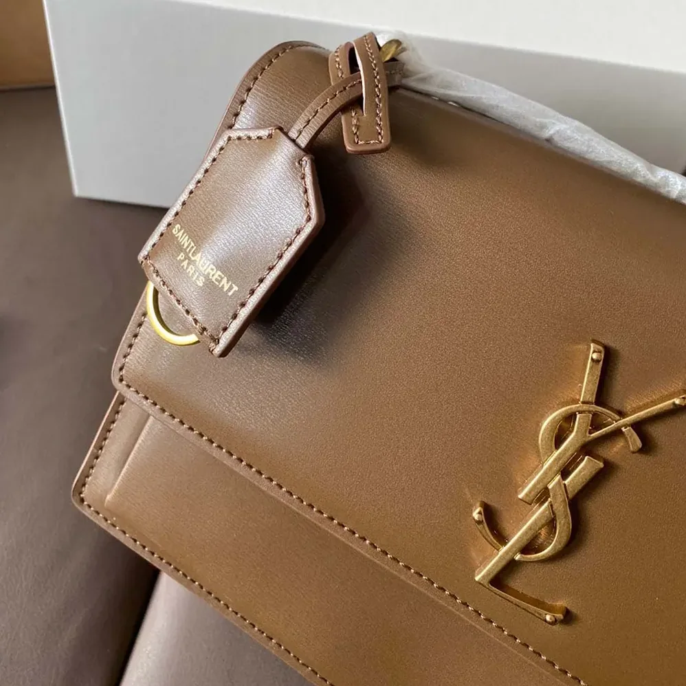 Saint Laurent YSL Sunset Medium in Smooth Leather for Women in Brown