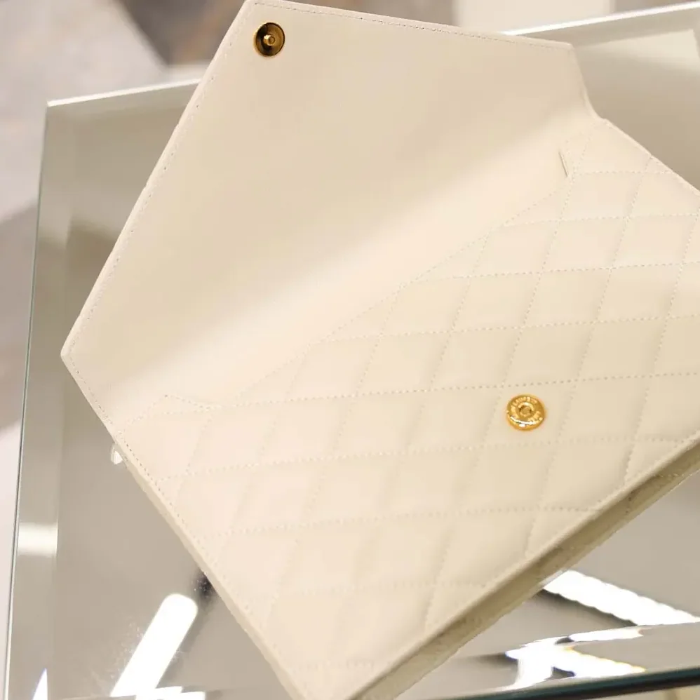 Saint Laurent YSL Paris Pouch In Lambskin White for Women Saint Laurent YSL Paris Pouch In Lambskin White for Women