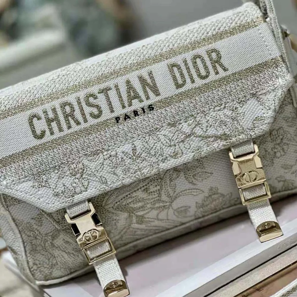 Dior Small Diorcamp Bag Dior Jardin d'Hiver Embroidery with Gold for Women in Tone Metallic Thread