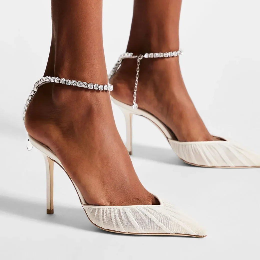 Jimmy Choo Saeda 100 Ivory/Crystal SAEDA100JGQ