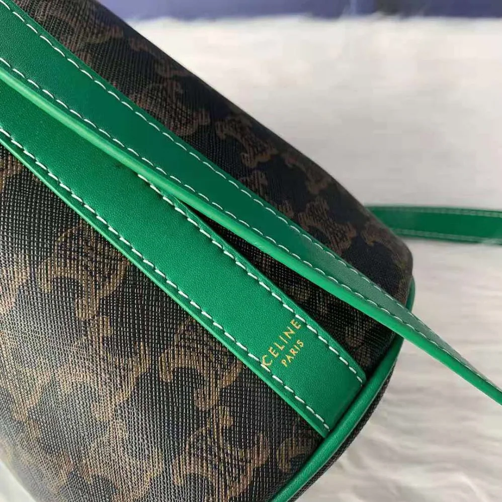Celine Small Drawstring Bag in Triomphe Canvas for Women in Green