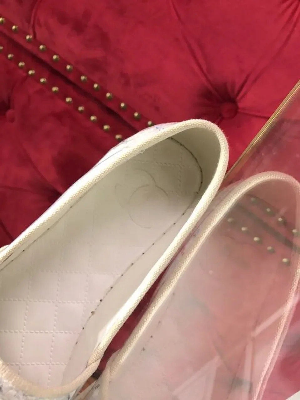 Chanel Tweed/PVC CC Logo Espadrilles White , Shoes