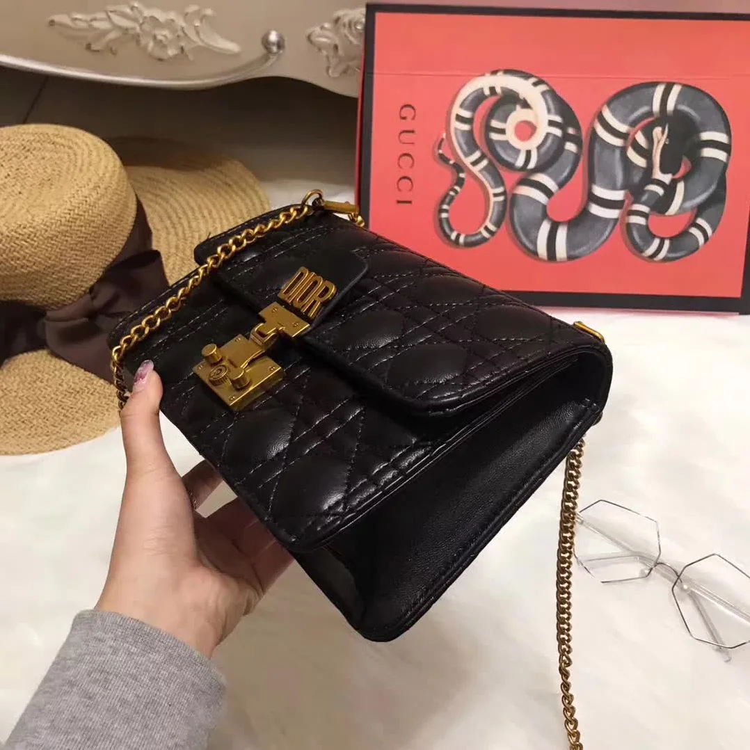 Dior Small Dioraddict Flap Bag in Cannage Lambskin in Black
