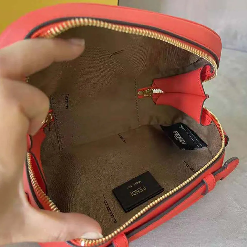 Fendi Mini Camera Case Red Leather and Suede Mini for Women in Bag