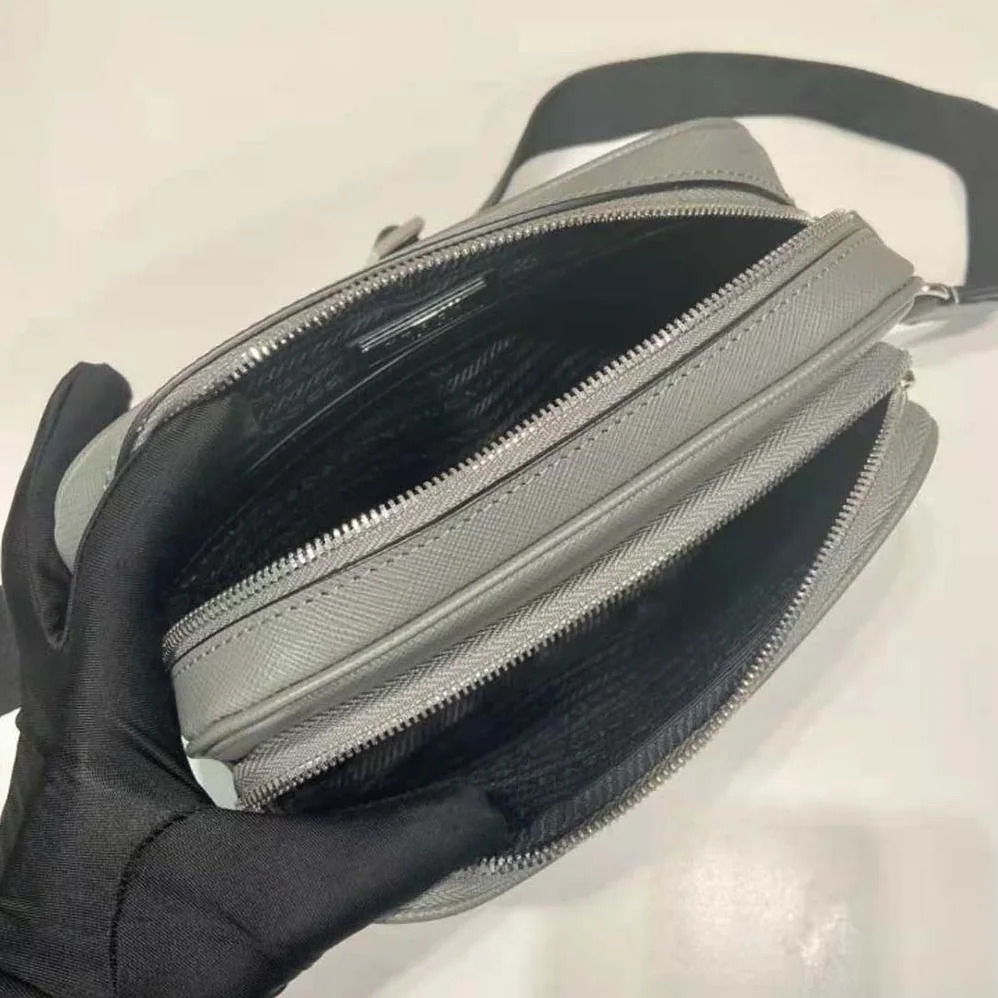 Prada Saffiano Leather Shoulder Bag for Men in Gray