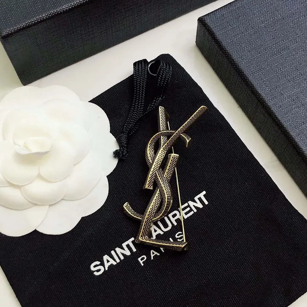 Saint Laurent YSL Cassandre Snake Brooch in Metal for Women