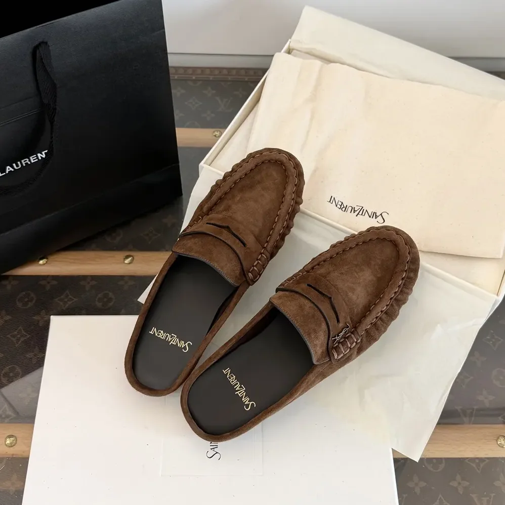 Saint Laurent YSL Le Loafer Mules in Suede for Unisex Saint Laurent YSL Le Loafer Mules in Suede for Unisex