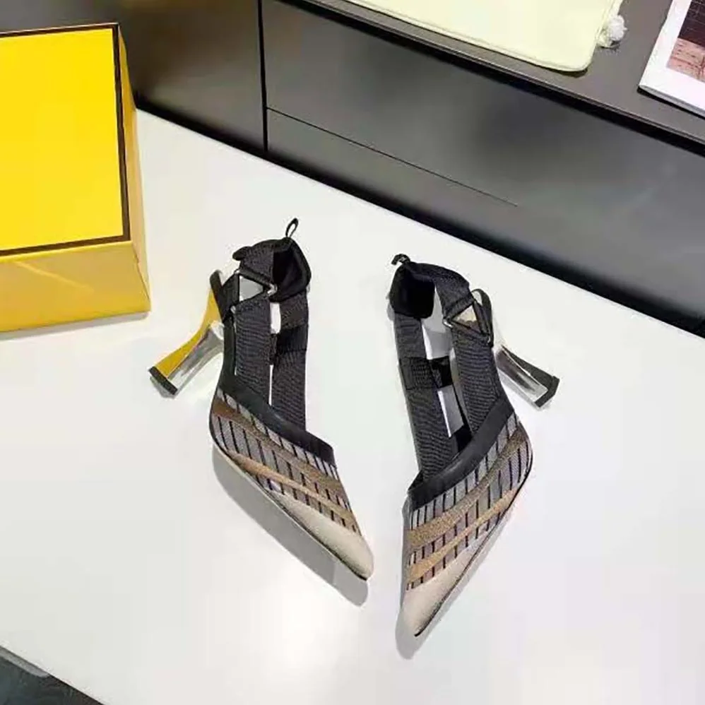 Fendi Colibri Black Micromesh High for Women in Heeled Slingbacks