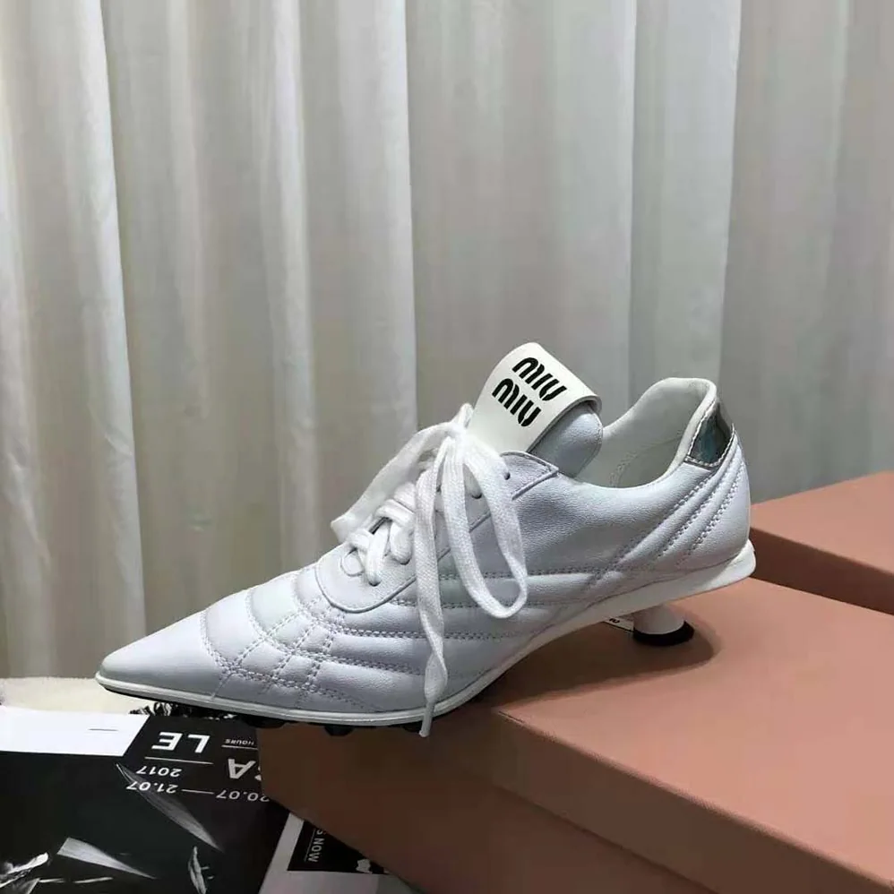 Miu Miu Nappa Leather Mid-heel Sneakers for Women in White