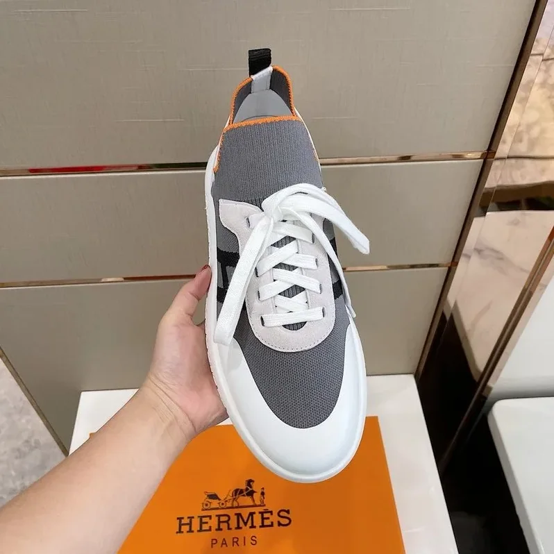 Hermes Depart Sneakers Grey in White Hermes Depart Sneakers Grey in White