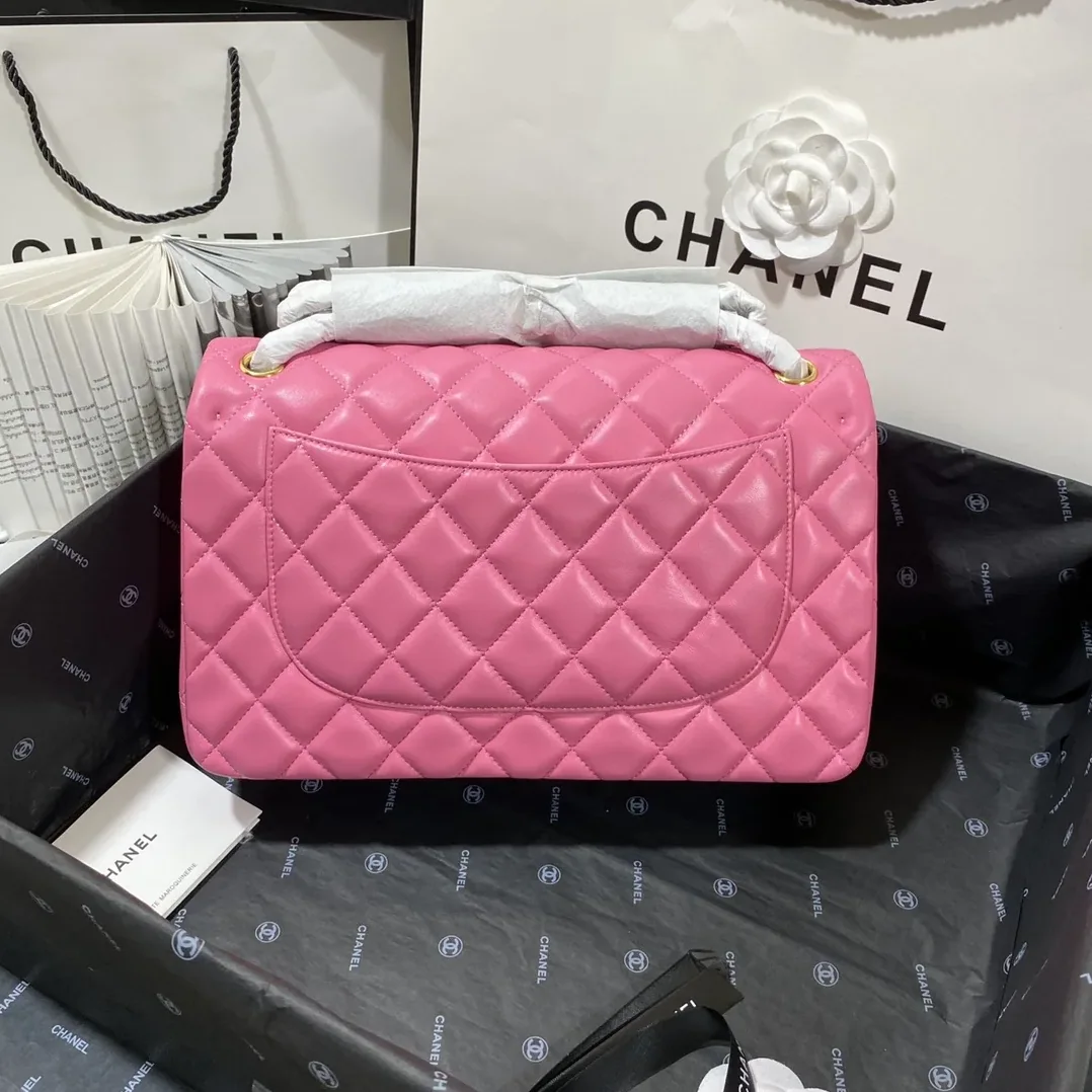 Chanel Classic Flap Bag Large Crossbody in Pink Gold Hardware