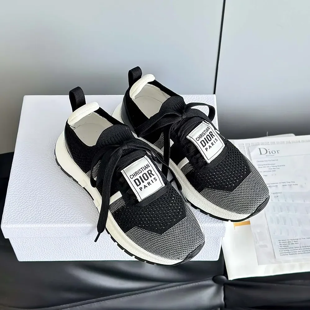 Dior Run'n'Dior Sneaker Black and White Technical Mesh for Unisex Dior Run'n'Dior Sneaker Black and White Technical Mesh for Unisex