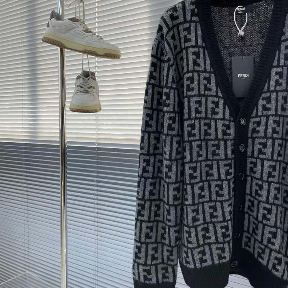 Fendi Black Cashmere Cardigan-FZC433APPAF05HY for Men