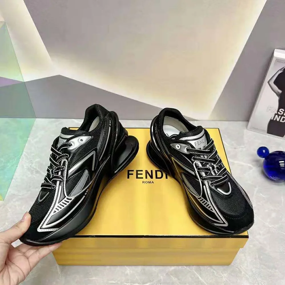 Fendi First 1 Black Fabric Running Shoes for Women