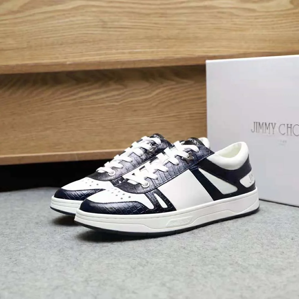 Jimmy Choo Hawaii/M Marine Croc-Embossed Leather and White Calf Leather Low Top Trainers for Men Jimmy Choo Hawaii/M Marine Croc-Embossed Leather and White Calf Leather Low Top Trainers for Men