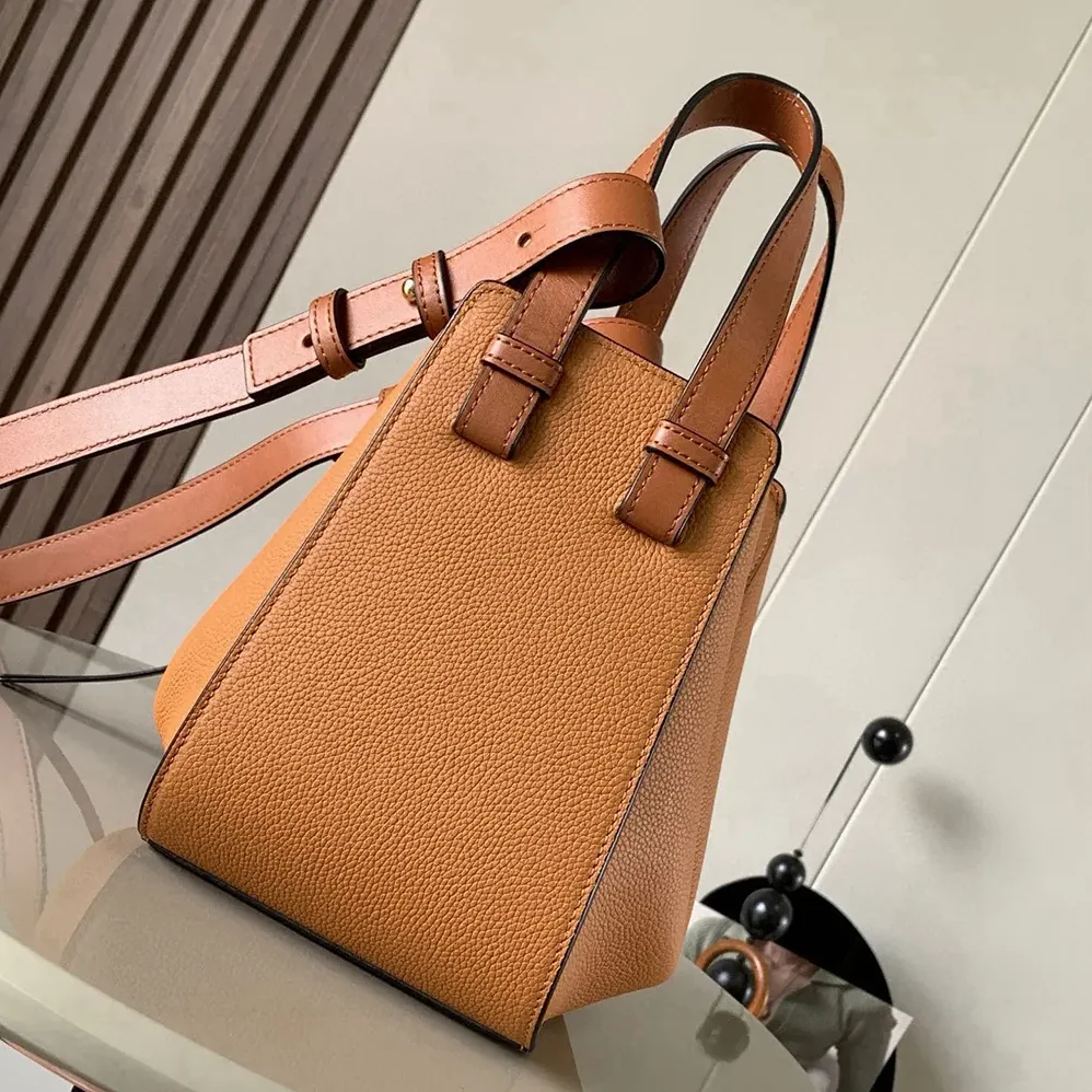 Loewe Compact Hammock Bag in Soft Grained Calfskin for Unisex in Brown Loewe Compact Hammock Bag in Soft Grained Calfskin for Unisex in Brown