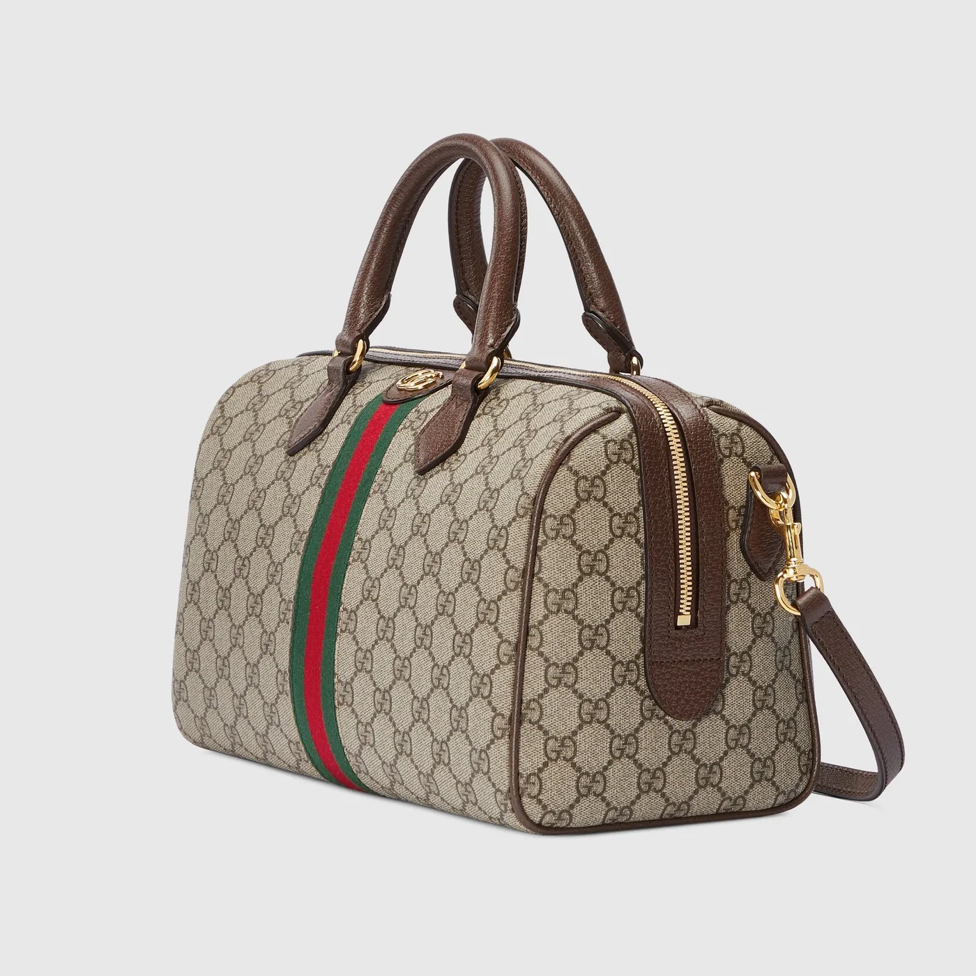 Gucci Ophidia GG Boston Medium Top Handle Bag in Beige Gold Hardware Gucci Ophidia GG Boston Medium Top Handle Bag in Beige Gold Hardware