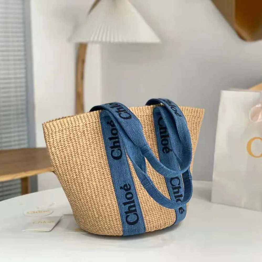 Chloe Large Woody Basket for Women in Navy Chloe Large Woody Basket for Women in Navy