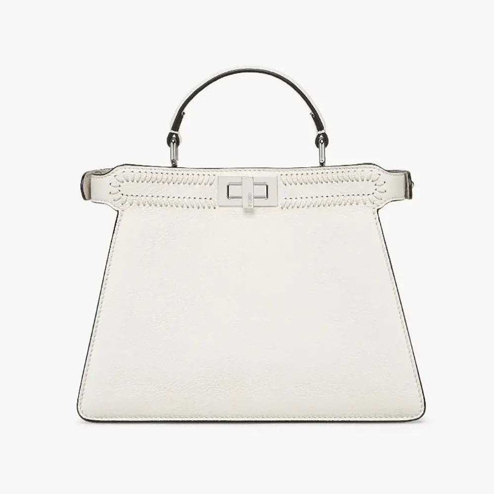 Fendi Peekaboo ISeeU Small Beige Leather Bag with FF Interlacing for Women