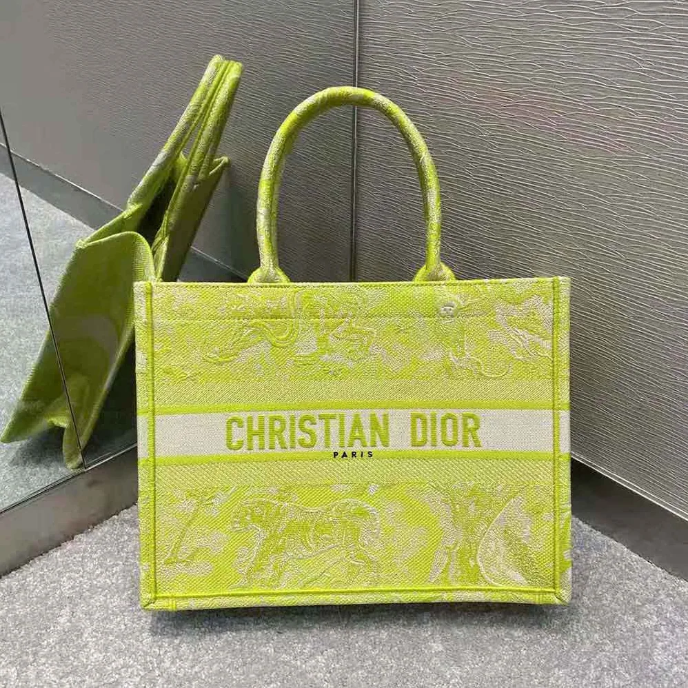 Dior Small Dior Book Tote Lime Toile de Jouy Reverse Embroidery for Women Dior Small Dior Book Tote Lime Toile de Jouy Reverse Embroidery for Women