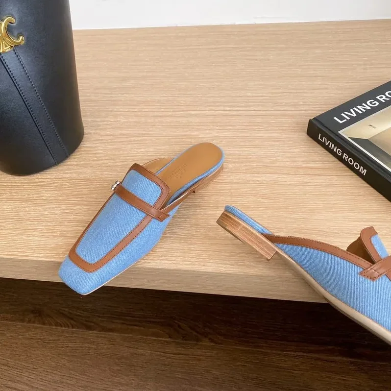 Hermes Groupie Mules Blue