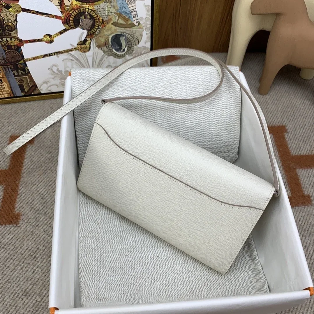 Hermes Constance Long Togo Wallet White, Silver Toned Hardware Bag