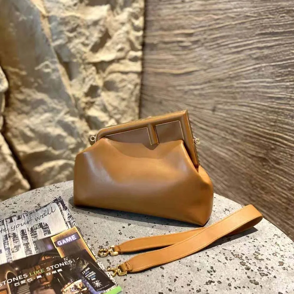 Fendi First Medium Nappa Leather Bag for Women in Brown Fendi First Medium Nappa Leather Bag for Women in Brown