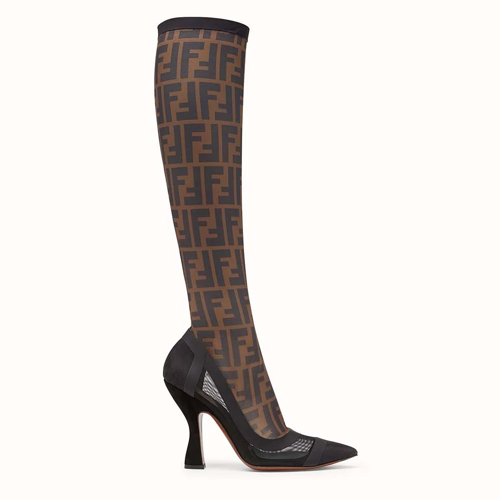 Fendi Shoes Black Technical Mesh Boots for Women Fendi Shoes Black Technical Mesh Boots for Women