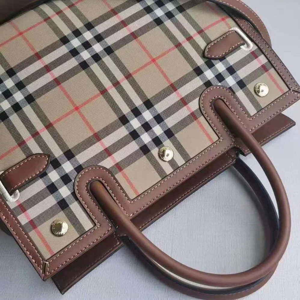 Burberry Mini Vintage Check Two-handle Title Bag for Women in Brown