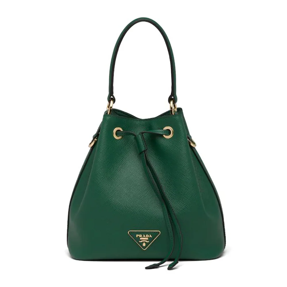 Prada Saffiano Leather Bucket Bag for Women in Green Prada Saffiano Leather Bucket Bag for Women in Green
