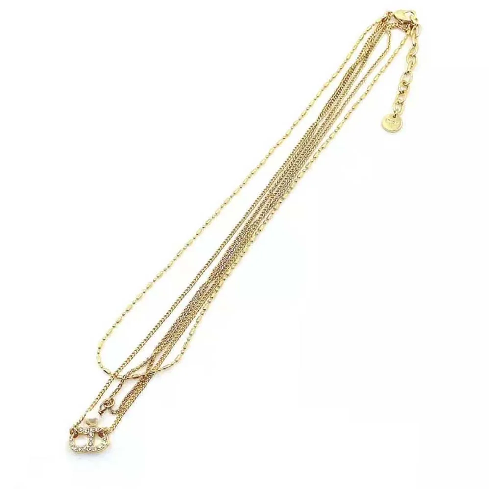 Dior Clair D Lune Necklace Gold-Finish Metal and White Crystals for Women Dior Clair D Lune Necklace Gold-Finish Metal and White Crystals for Women