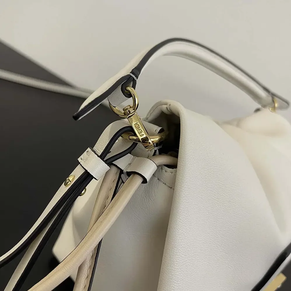 Fendi Mamma Baguette Small White Nappa Leather Mini Bag for Women