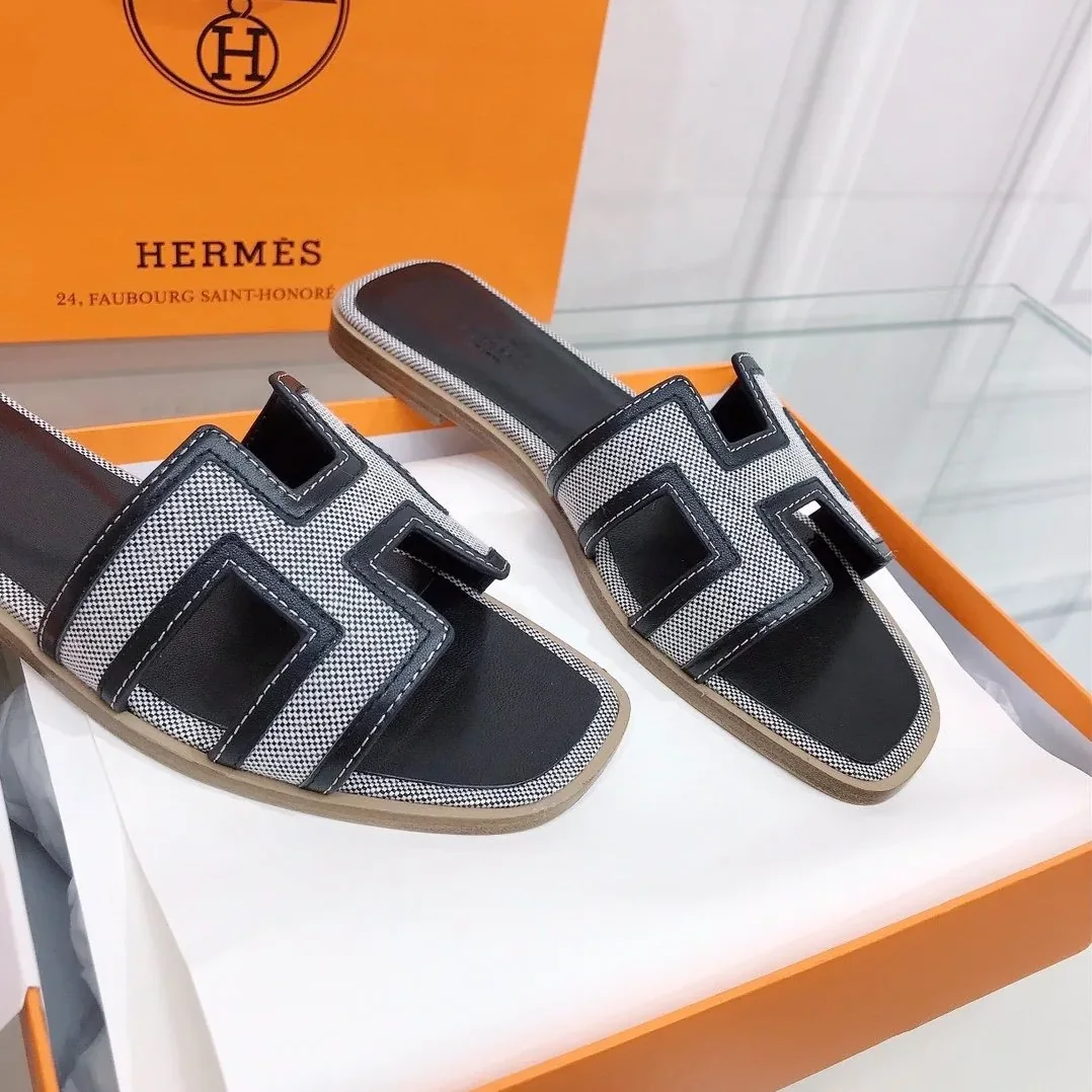 Hermes Oran Sandal Black/Silver , Shoes for Women Hermes Oran Sandal Black/Silver , Shoes for Women