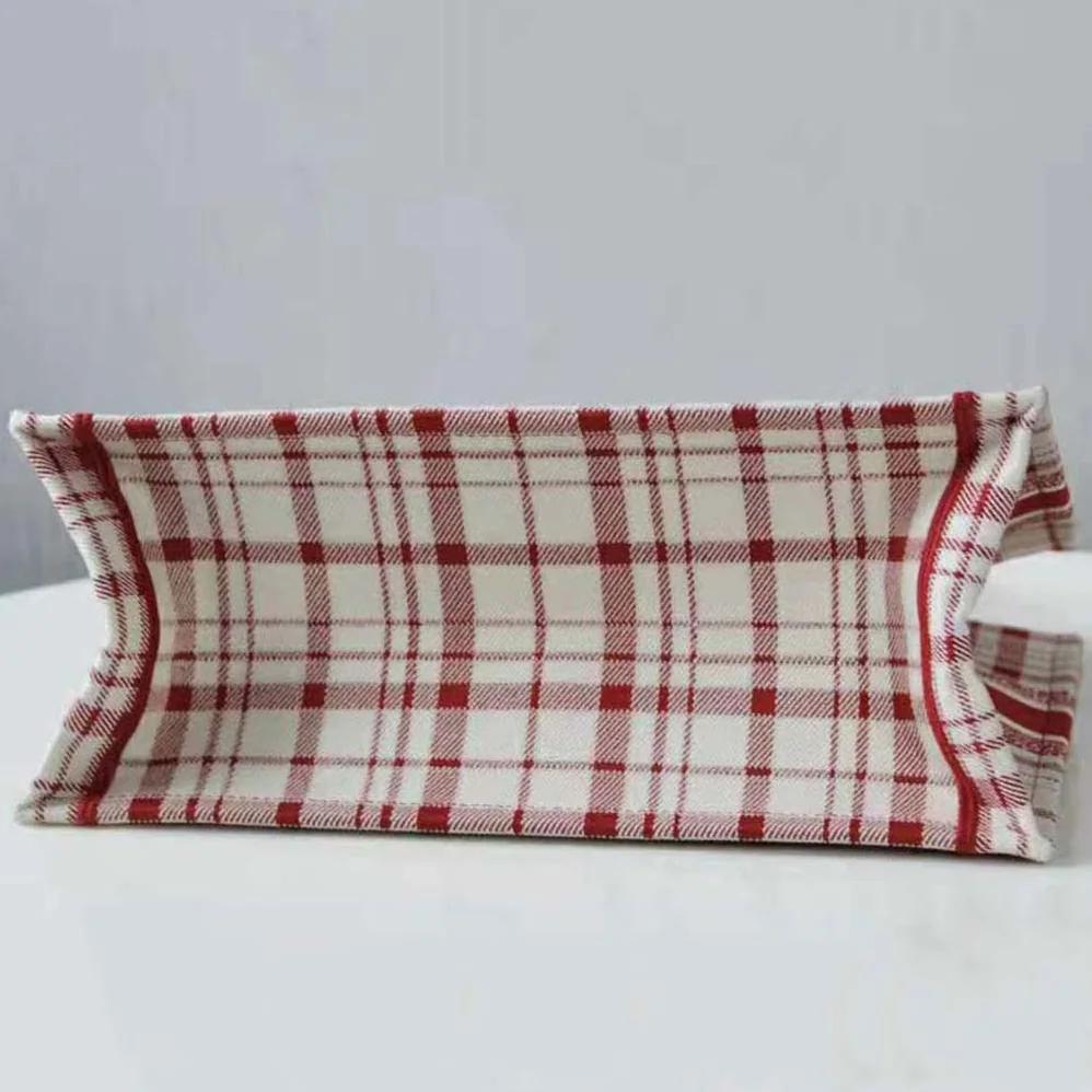 Dior Small Dior Book Tote Raspberry Check'n'Dior Embroidery for Women
