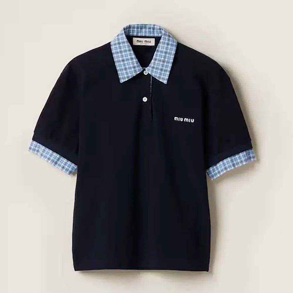 Miu Miu Piqué and Poplin Polo Shirt for Women