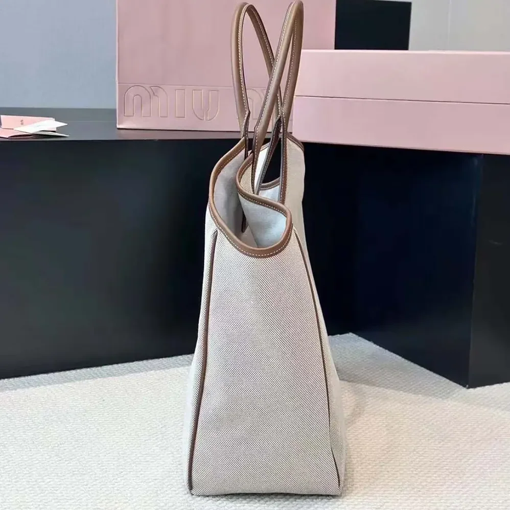 Miu Miu IVY Canvas and Leather Tote Bag for Women